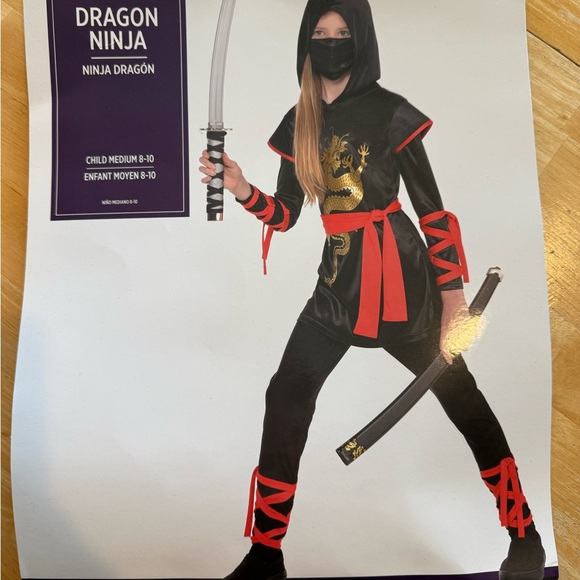 Dragon Ninja Kids Costume - Black and Red - Picture 1 of 4